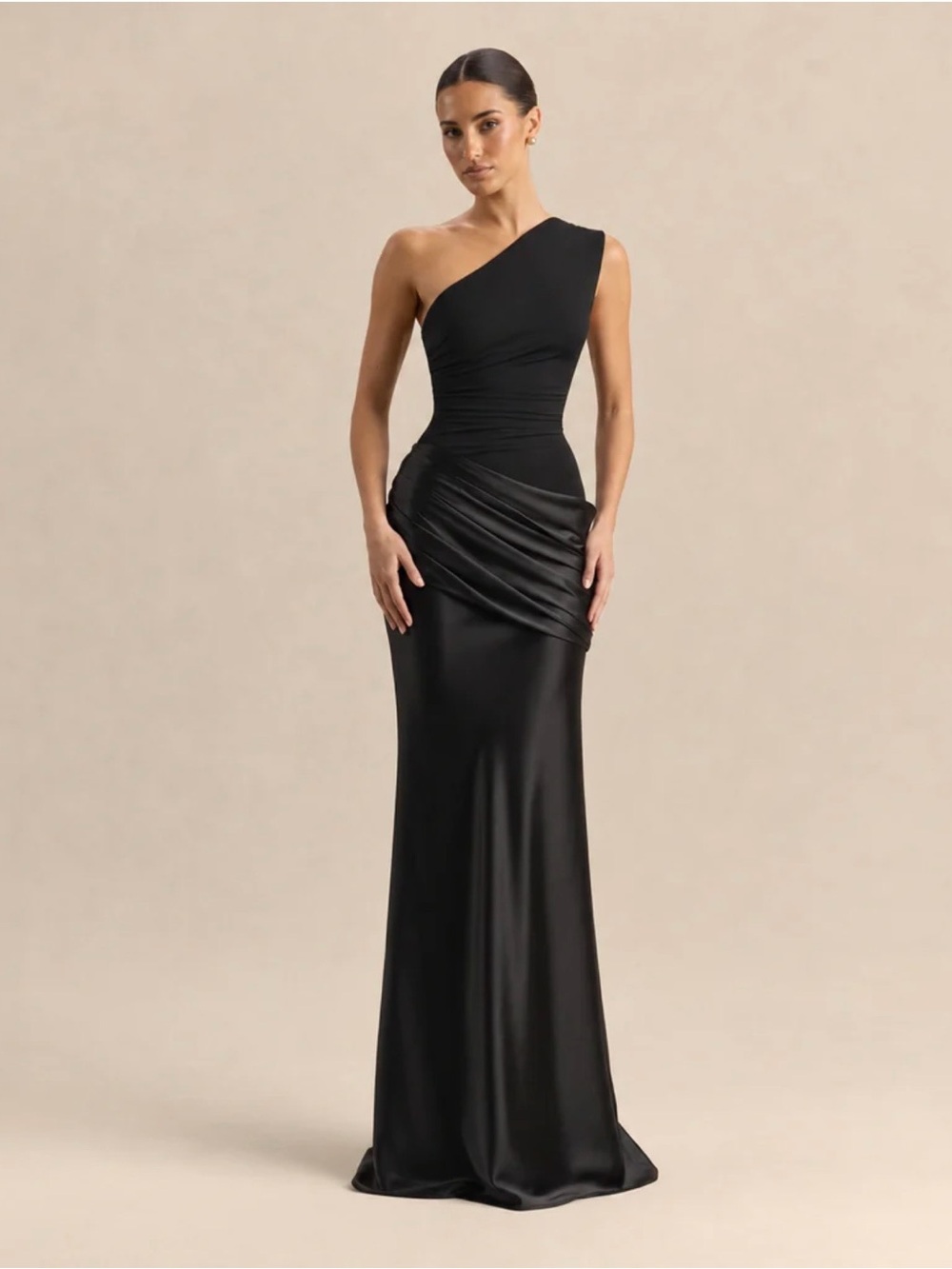 One-Shoulder Black Evening Gown Size Large